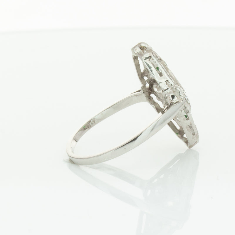 Vintage Platinum .40ct Diamond & Emerald Ring-Ring-Walker & Hall