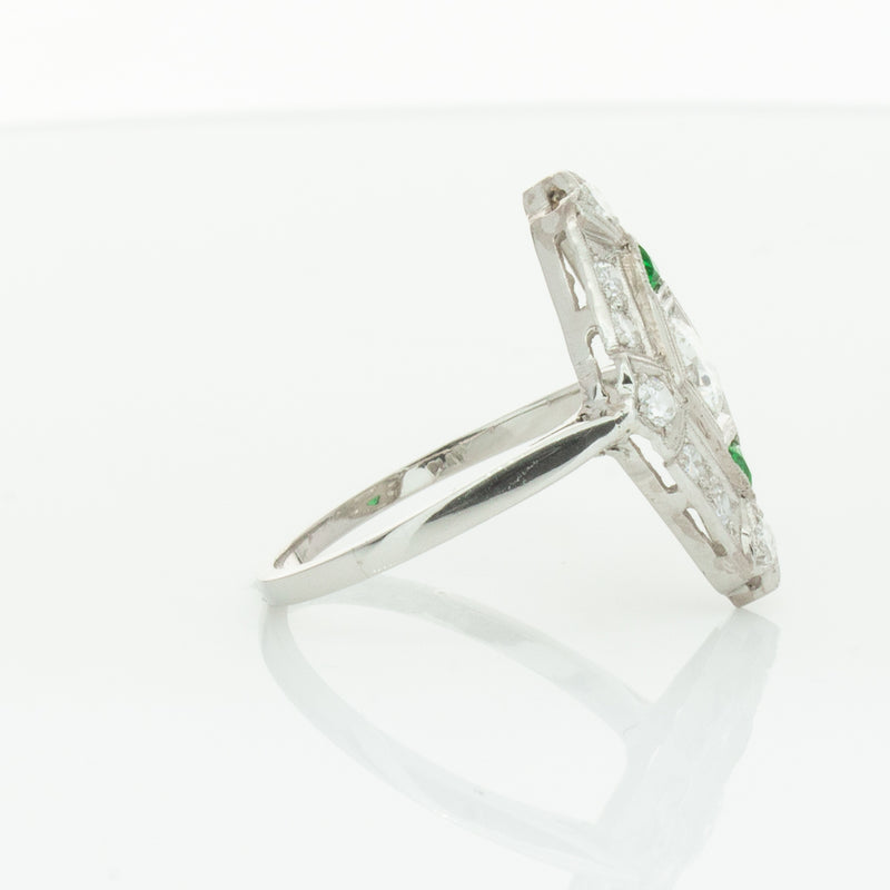 Vintage Platinum .40ct Diamond & Emerald Ring-Ring-Walker & Hall