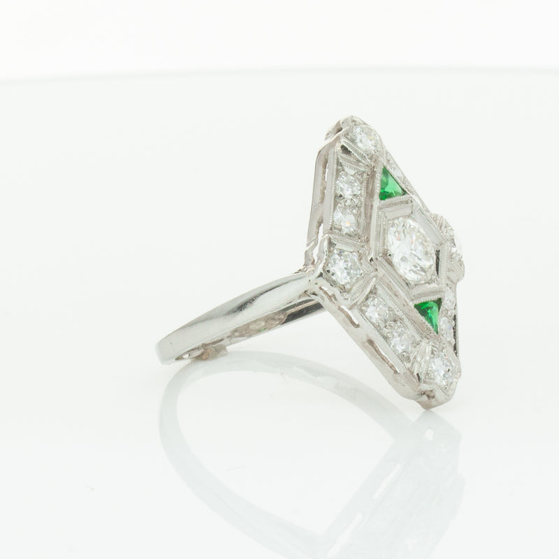 Vintage Platinum .40ct Diamond & Emerald Ring-Ring-Walker & Hall