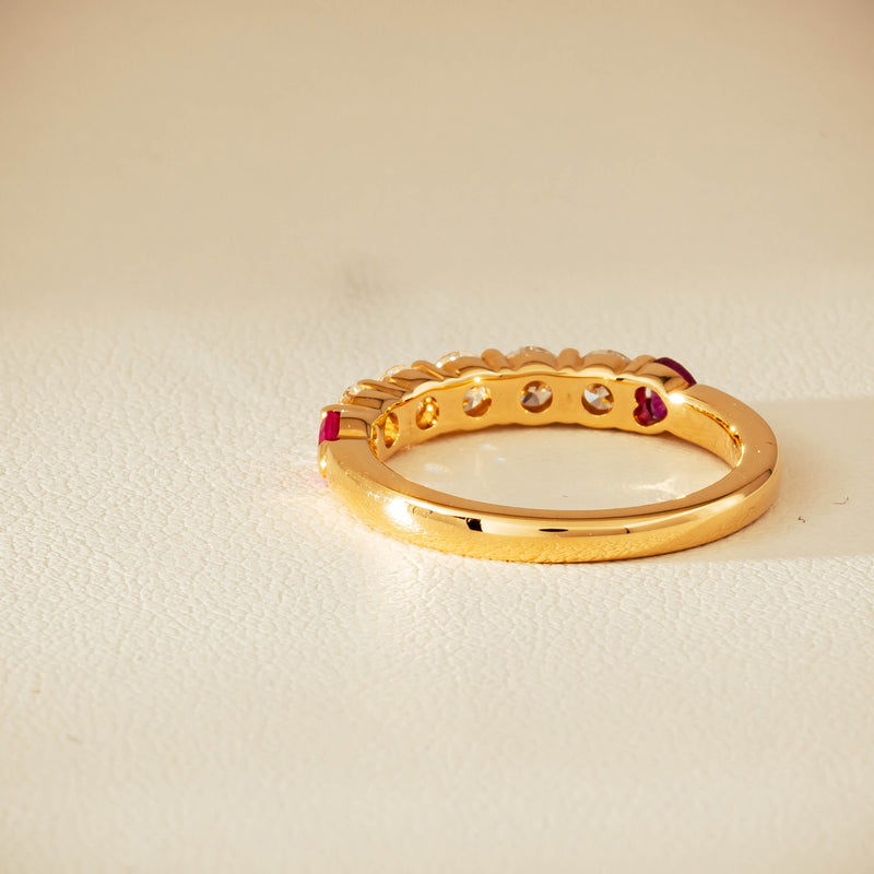 18ct Yellow Gold Diamond & Ruby Hearts Panorama Ring - Ring - Walker & Hall