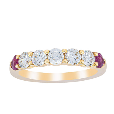 18ct Yellow Gold Diamond & Ruby Hearts Panorama Ring - Ring - Walker & Hall