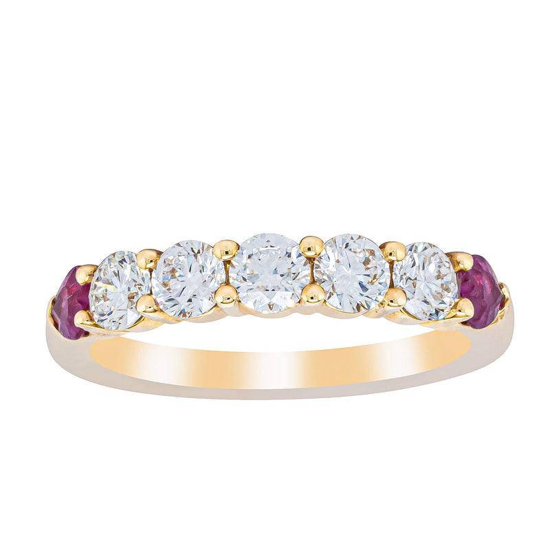 18ct Yellow Gold Diamond & Ruby Hearts Panorama Ring - Ring - Walker & Hall