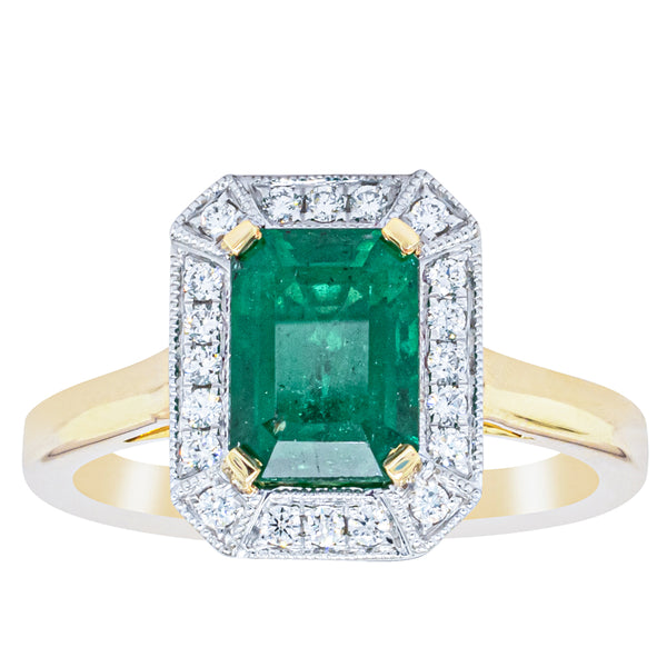 18ct Yellow Gold 1.79ct Emerald & Diamond Empire Ring - Ring - Walker & Hall
