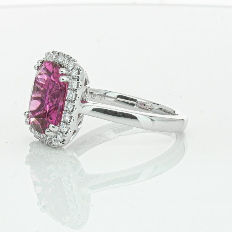 18ct White Gold Pink Tourmaline & Diamond Fleur Ring-Ring-Walker & Hall