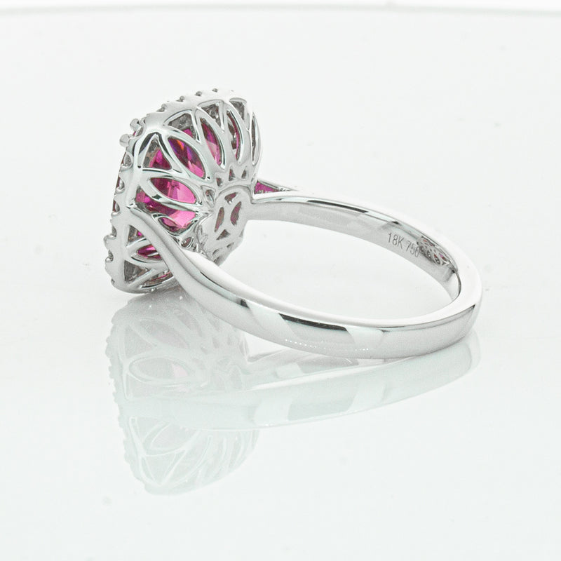18ct White Gold Pink Tourmaline & Diamond Fleur Ring-Ring-Walker & Hall