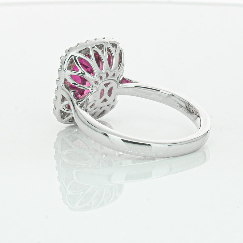18ct White Gold Pink Tourmaline & Diamond Fleur Ring-Ring-Walker & Hall