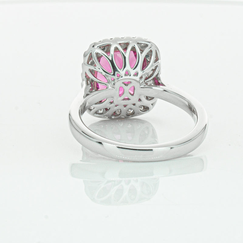 18ct White Gold Pink Tourmaline & Diamond Fleur Ring-Ring-Walker & Hall