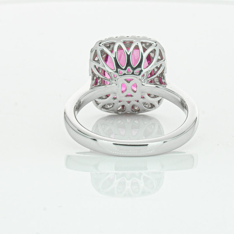 18ct White Gold Pink Tourmaline & Diamond Fleur Ring-Ring-Walker & Hall