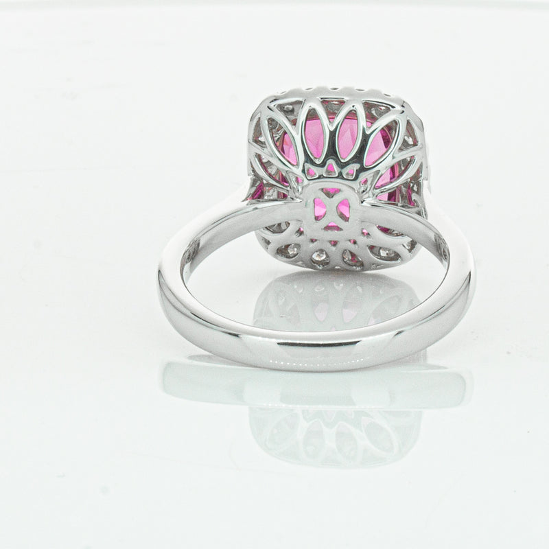 18ct White Gold Pink Tourmaline & Diamond Fleur Ring-Ring-Walker & Hall