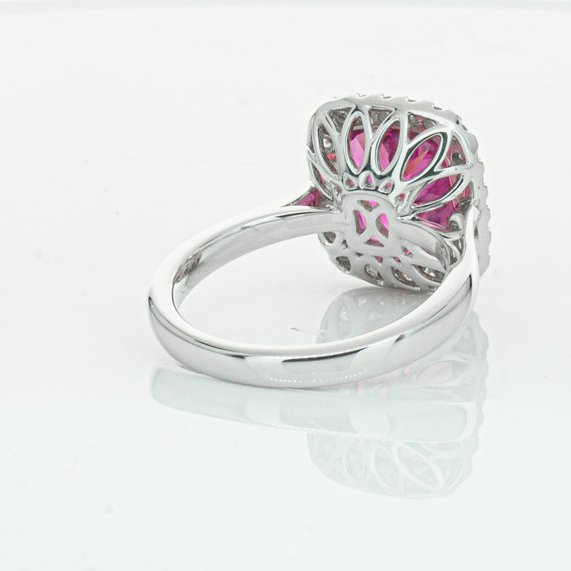 18ct White Gold Pink Tourmaline & Diamond Fleur Ring-Ring-Walker & Hall