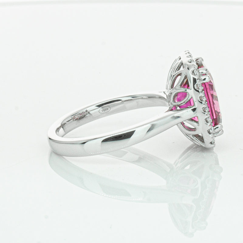 18ct White Gold Pink Tourmaline & Diamond Fleur Ring-Ring-Walker & Hall