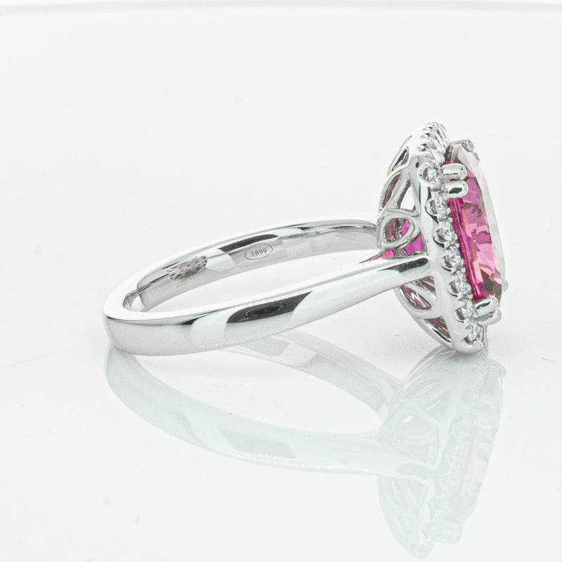 18ct White Gold Pink Tourmaline & Diamond Fleur Ring-Ring-Walker & Hall