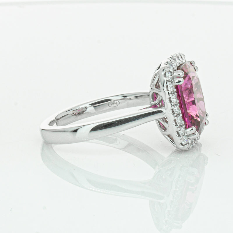 18ct White Gold Pink Tourmaline & Diamond Fleur Ring-Ring-Walker & Hall