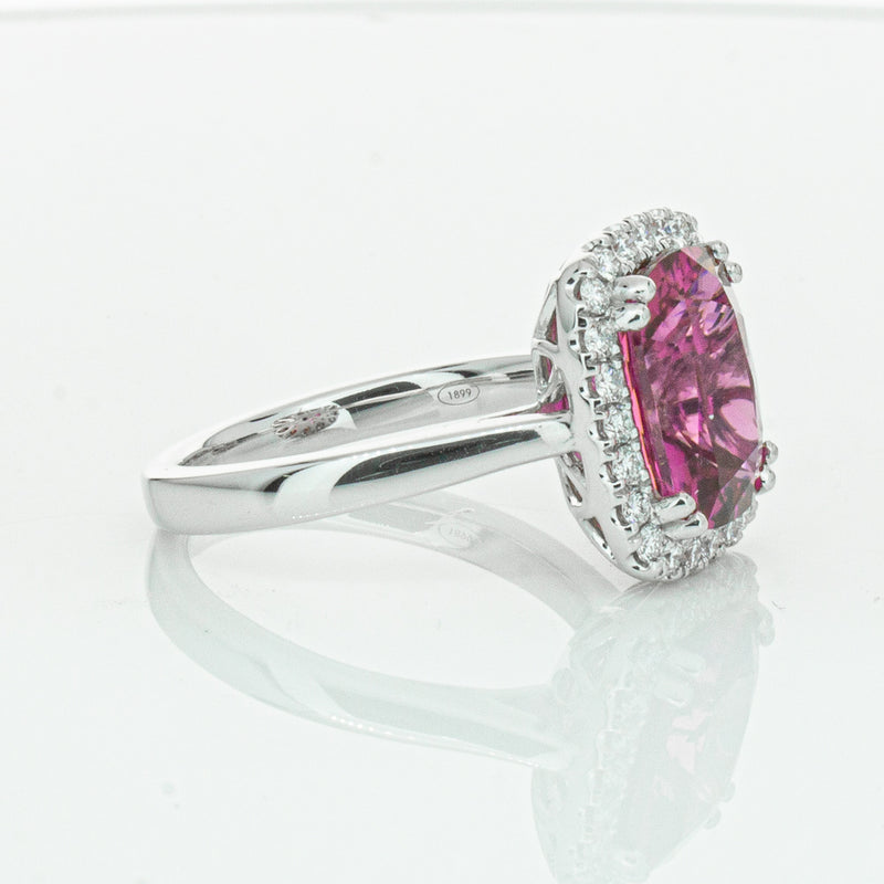 18ct White Gold Pink Tourmaline & Diamond Fleur Ring-Ring-Walker & Hall