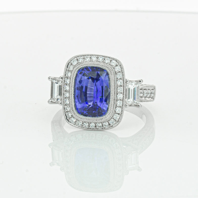 18ct White Gold 3.34ct Sapphire & Diamond Ring-Ring-Walker & Hall