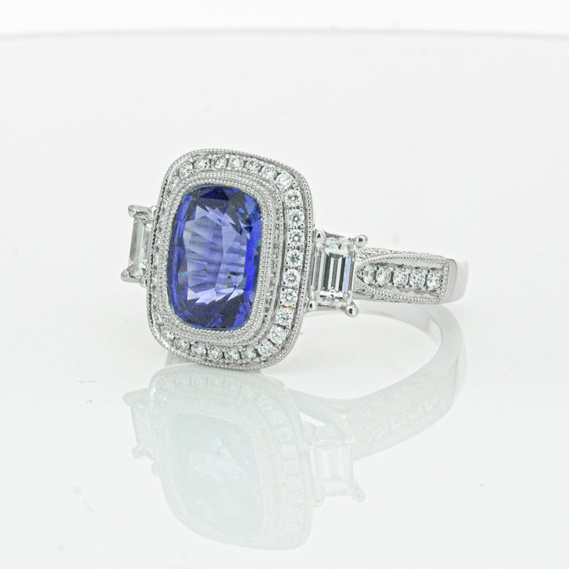 18ct White Gold 3.34ct Sapphire & Diamond Ring-Ring-Walker & Hall