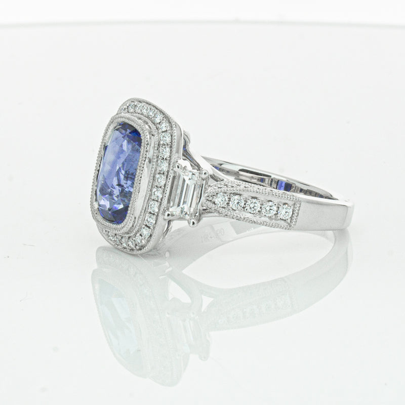 18ct White Gold 3.34ct Sapphire & Diamond Ring-Ring-Walker & Hall