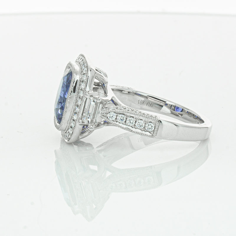 18ct White Gold 3.34ct Sapphire & Diamond Ring-Ring-Walker & Hall
