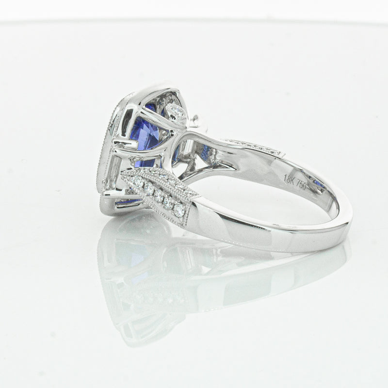18ct White Gold 3.34ct Sapphire & Diamond Ring-Ring-Walker & Hall