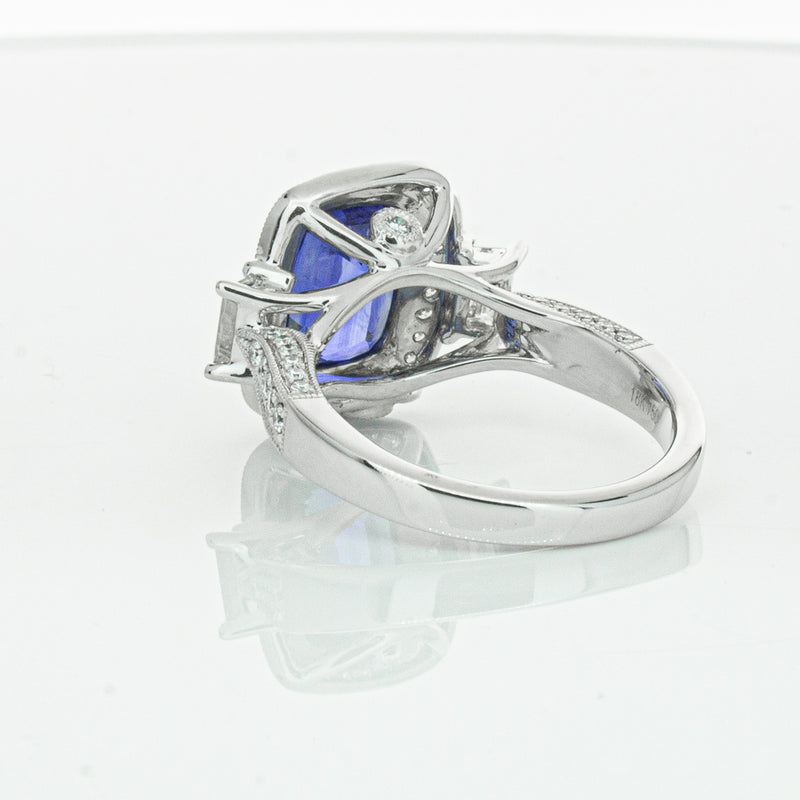 18ct White Gold 3.34ct Sapphire & Diamond Ring-Ring-Walker & Hall