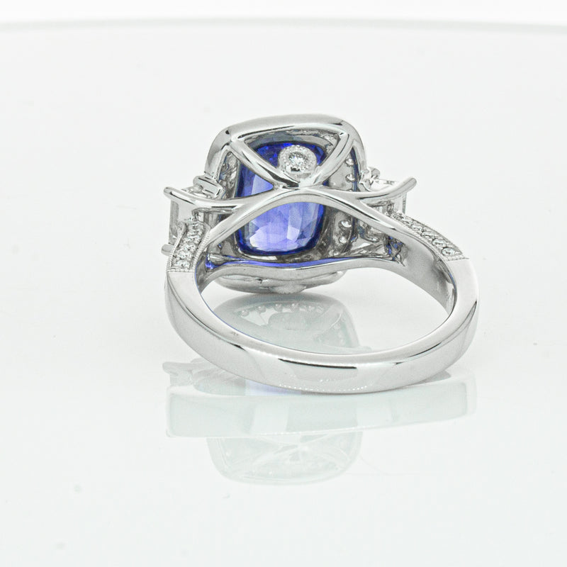18ct White Gold 3.34ct Sapphire & Diamond Ring-Ring-Walker & Hall