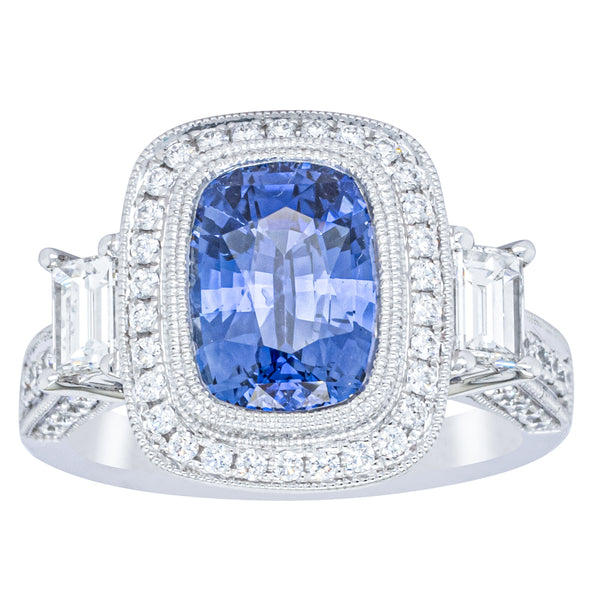 18ct White Gold 3.34ct Sapphire & Diamond Ring - Ring - Walker & Hall