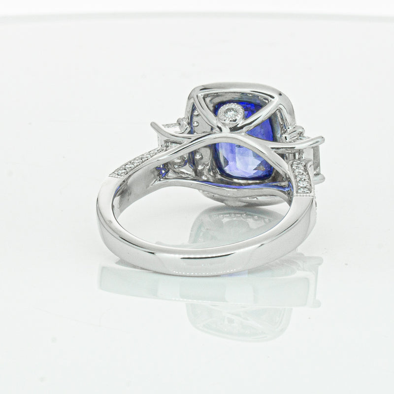 18ct White Gold 3.34ct Sapphire & Diamond Ring-Ring-Walker & Hall