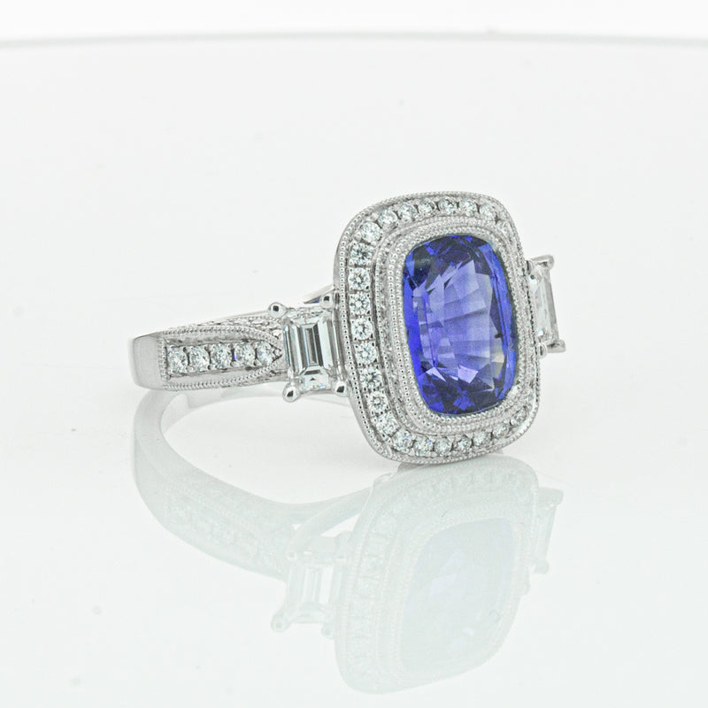 18ct White Gold 3.34ct Sapphire & Diamond Ring-Ring-Walker & Hall