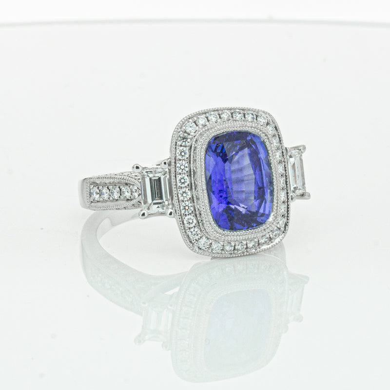 18ct White Gold 3.34ct Sapphire & Diamond Ring-Ring-Walker & Hall