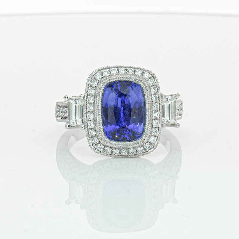 18ct White Gold 3.34ct Sapphire & Diamond Ring-Ring-Walker & Hall