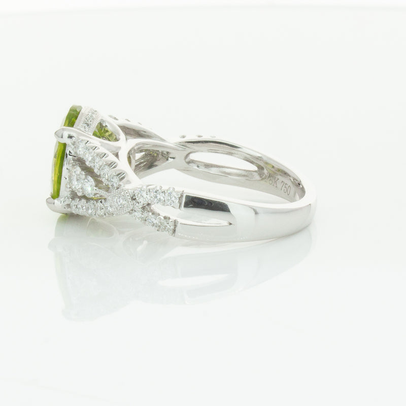 18ct White Gold 3.38ct Peridot & Diamond Ring-Ring-Walker & Hall