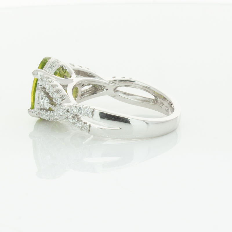 18ct White Gold 3.38ct Peridot & Diamond Ring-Ring-Walker & Hall