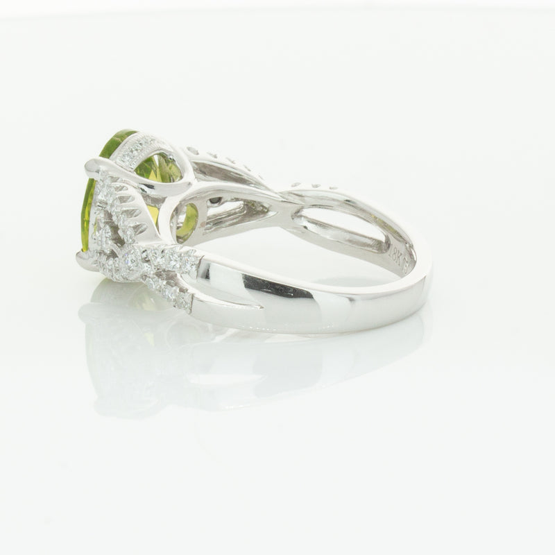 18ct White Gold 3.38ct Peridot & Diamond Ring-Ring-Walker & Hall