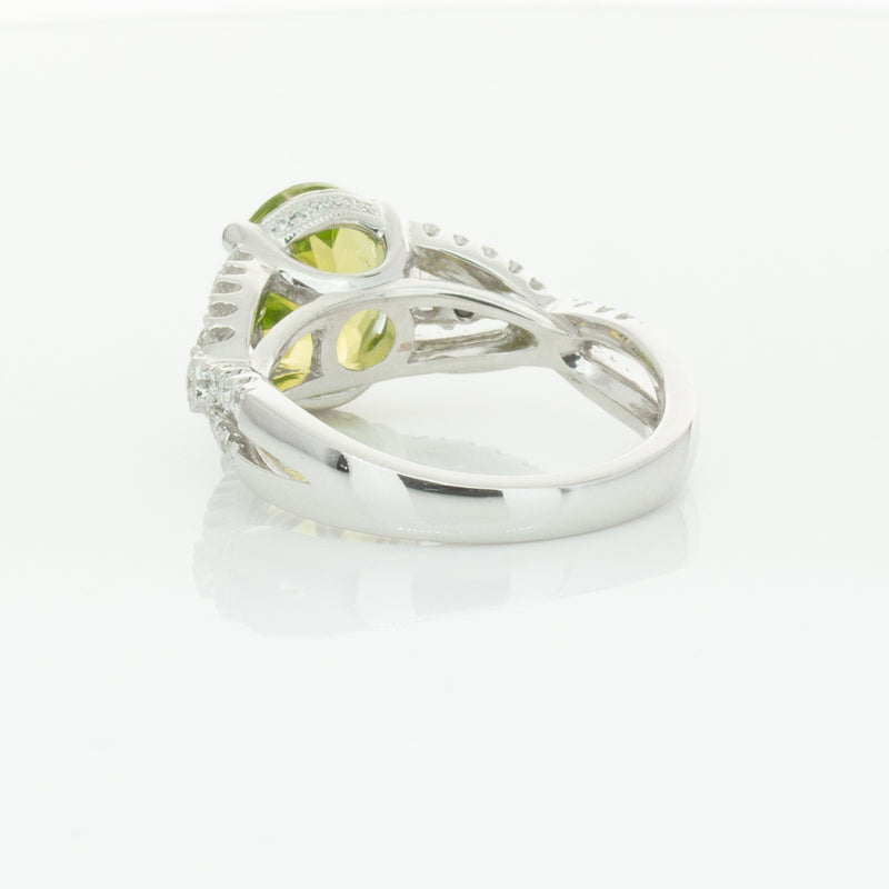 18ct White Gold 3.38ct Peridot & Diamond Ring-Ring-Walker & Hall