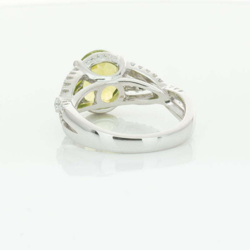 18ct White Gold 3.38ct Peridot & Diamond Ring-Ring-Walker & Hall