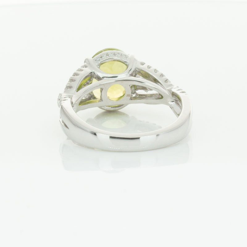 18ct White Gold 3.38ct Peridot & Diamond Ring-Ring-Walker & Hall