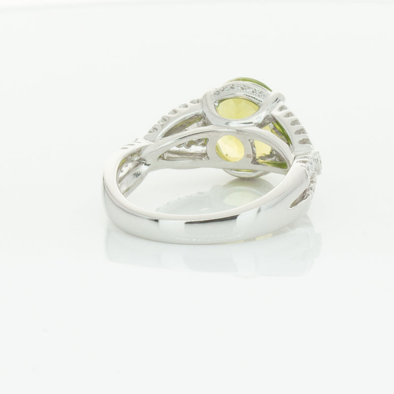 18ct White Gold 3.38ct Peridot & Diamond Ring-Ring-Walker & Hall