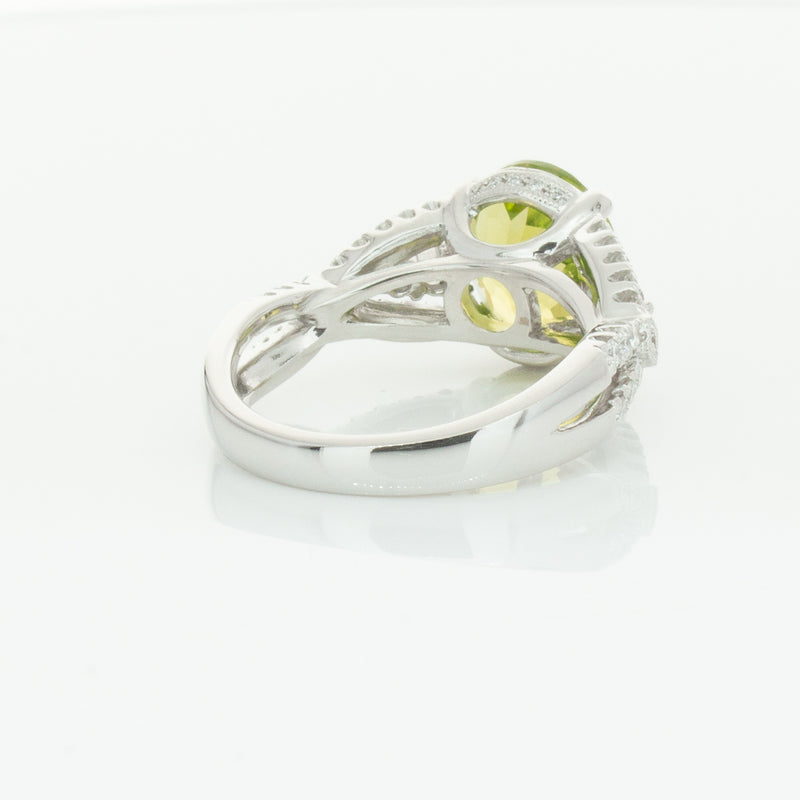 18ct White Gold 3.38ct Peridot & Diamond Ring-Ring-Walker & Hall
