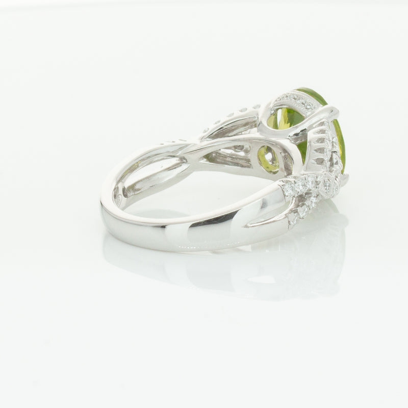 18ct White Gold 3.38ct Peridot & Diamond Ring-Ring-Walker & Hall