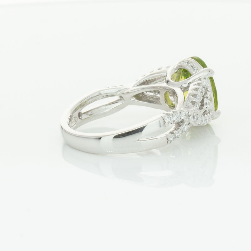 18ct White Gold 3.38ct Peridot & Diamond Ring-Ring-Walker & Hall