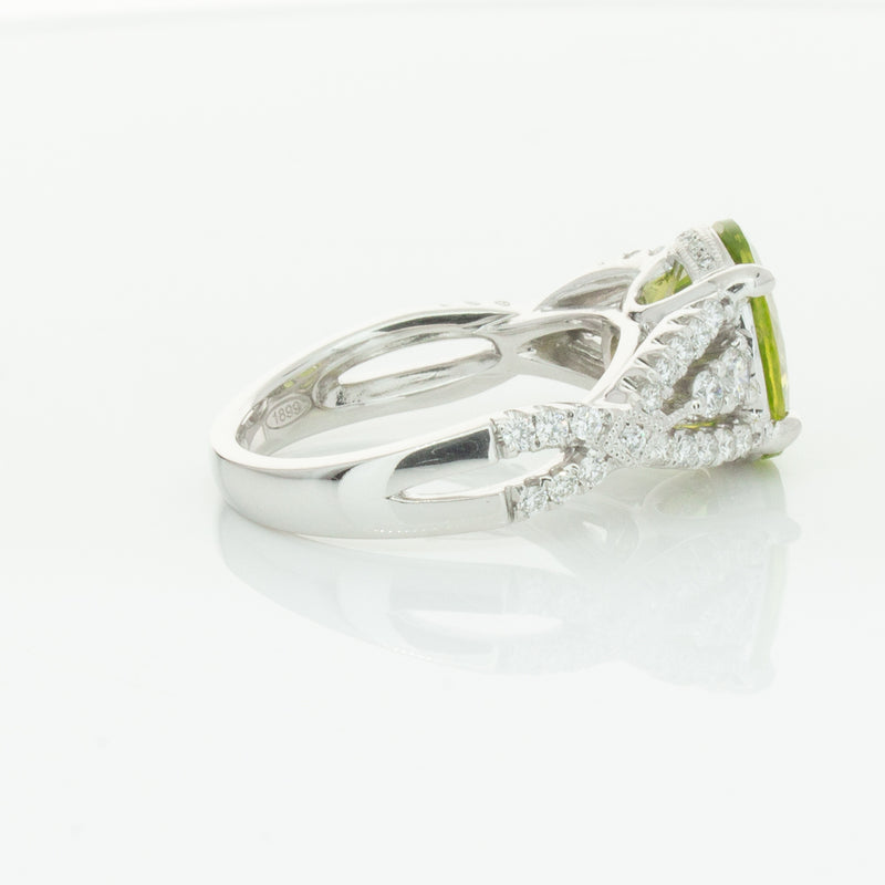 18ct White Gold 3.38ct Peridot & Diamond Ring-Ring-Walker & Hall