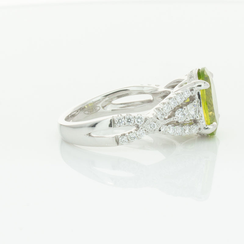 18ct White Gold 3.38ct Peridot & Diamond Ring-Ring-Walker & Hall