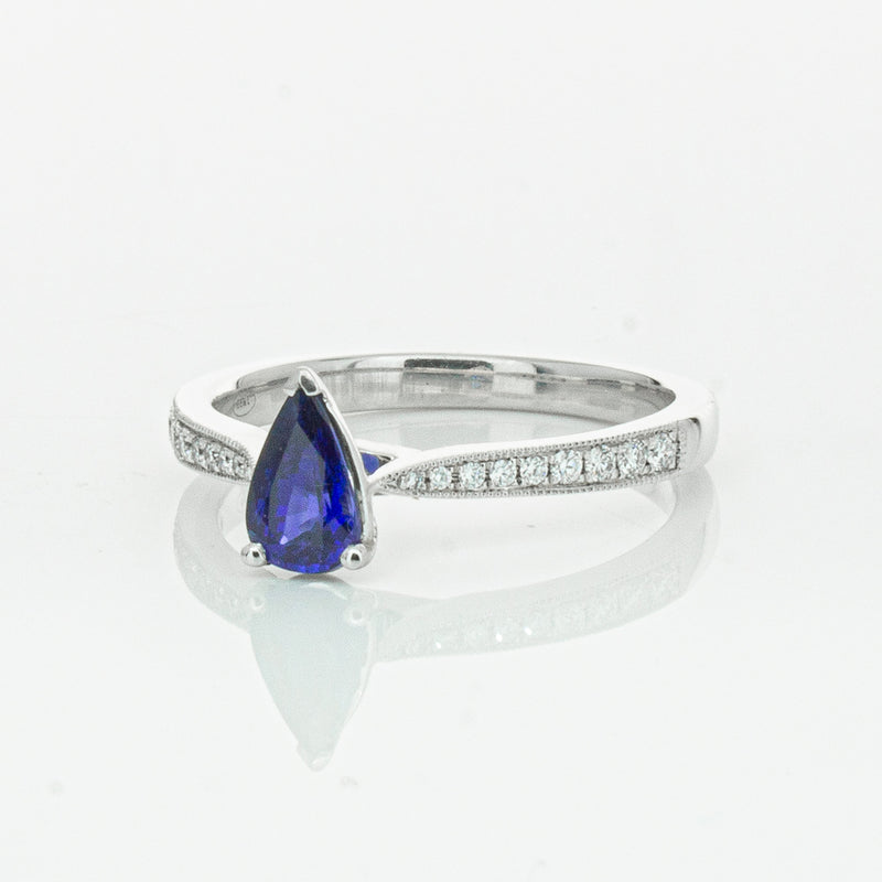 18ct White Gold Sapphire & Diamond Zenith Ring-Ring-Walker & Hall