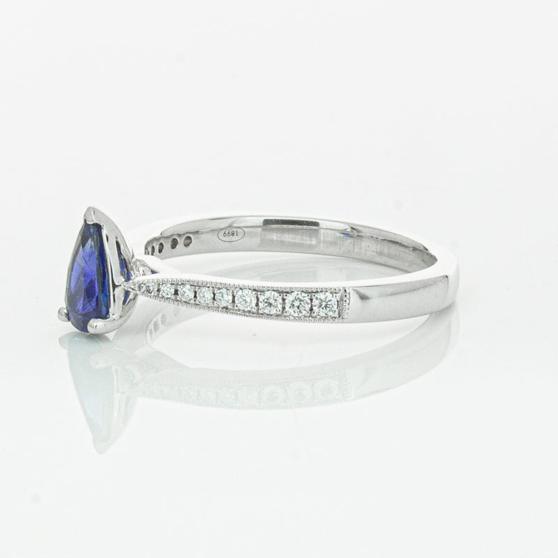 18ct White Gold Sapphire & Diamond Zenith Ring-Ring-Walker & Hall