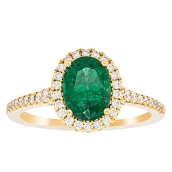 18ct Yellow Gold 1.20ct Emerald & Diamond Mini Sierra Ring - Ring - Walker & Hall