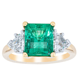 18ct Yellow Gold 3.12ct Emerald & Diamond Ring - Ring - Walker & Hall