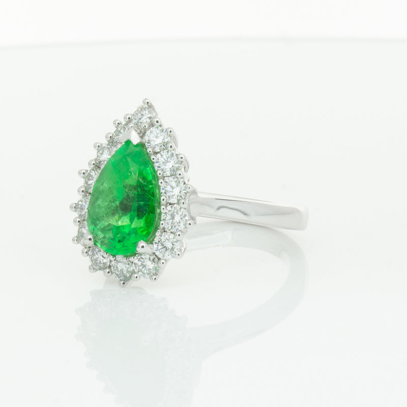18ct White Gold Emerald & Diamond Belle Ring-Ring-Walker & Hall