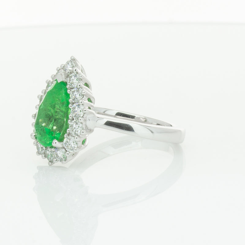 18ct White Gold Emerald & Diamond Belle Ring-Ring-Walker & Hall