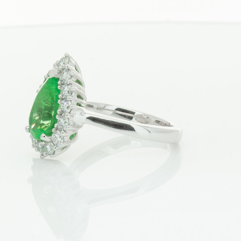18ct White Gold Emerald & Diamond Belle Ring-Ring-Walker & Hall