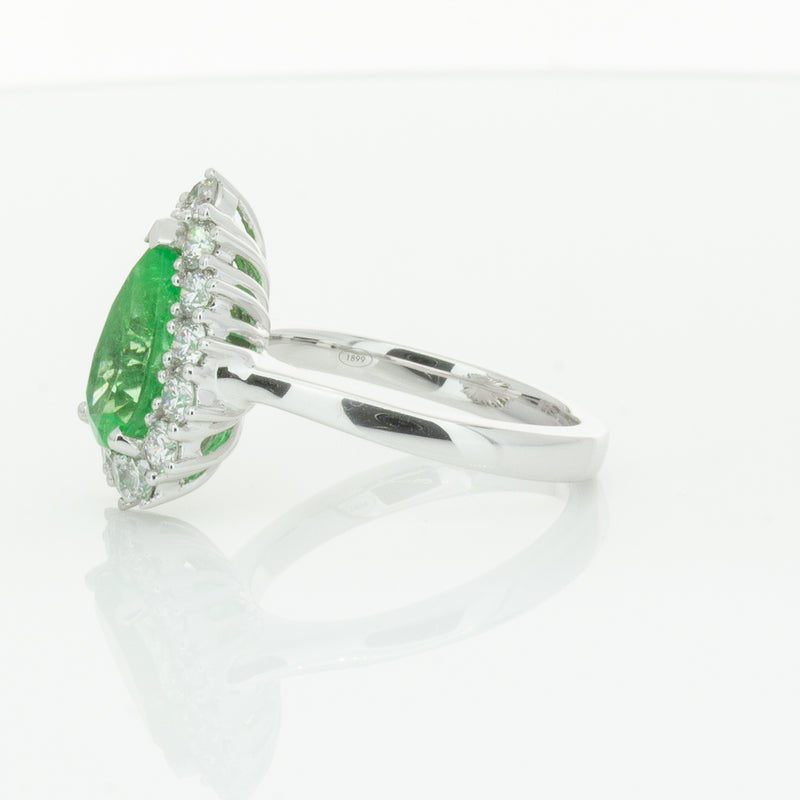 18ct White Gold Emerald & Diamond Belle Ring-Ring-Walker & Hall